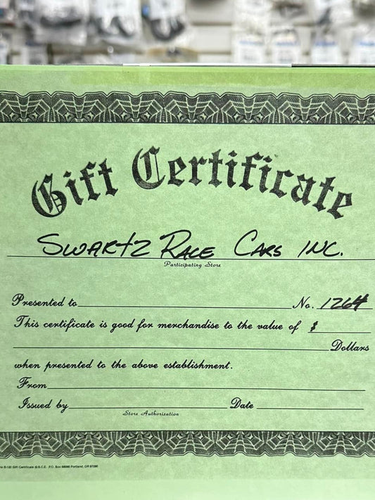 Swartz Race Cars Inc. Gift Card